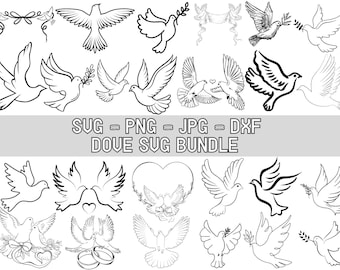 Dove SVG Bundle, Dove PNG Bundle, Dove Clipart, Pigeon SVG Cut Files for Cricut, Wedding Doves Svg, Love Dove Svg, Dove Silhouette