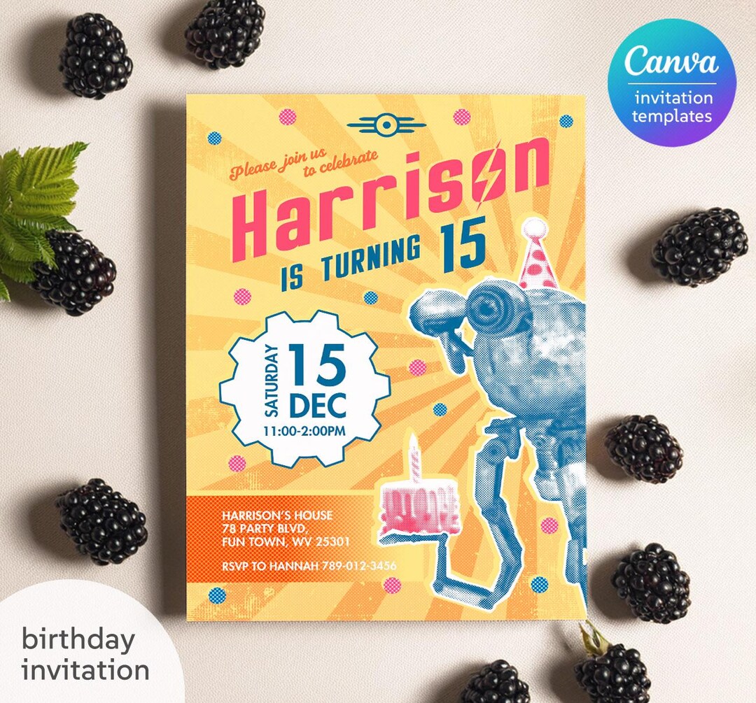 Fallout Birthday Invitation, Printable Invitation, Party Invite ...