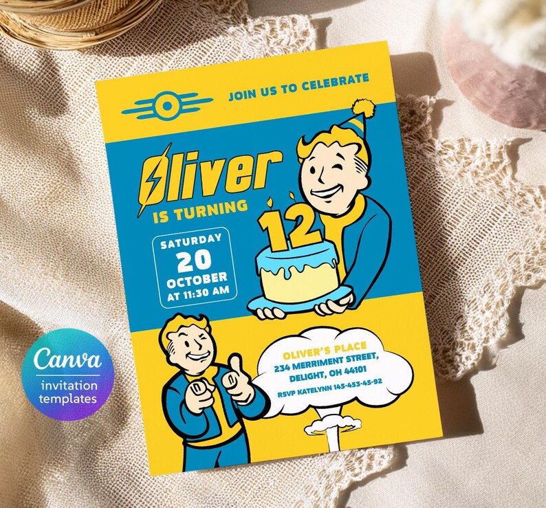 Fallout Birthday Invitation, Printable Invitation, Party Invite ...
