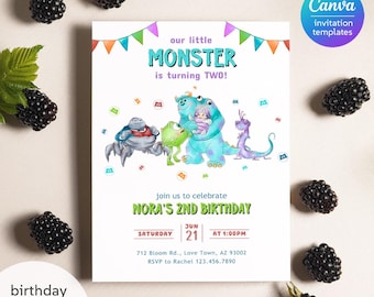 Monster birthday Invitation, printable Monsters University template, Editable monster inc evite halloween boo-day party, 1st Birthday Invite