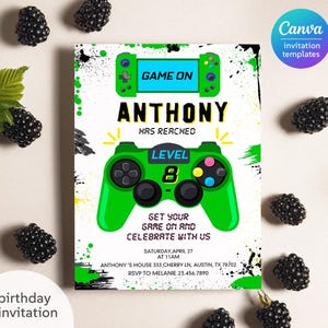 Birthday Invitation, Game invite, Gamer invitation, Boy Girl Birthday Invitation, Instant Download invite, Printable invite