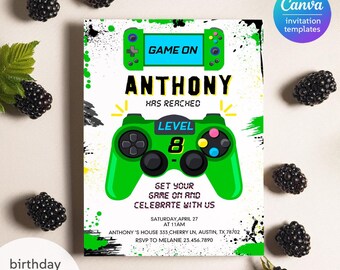 Birthday Invitation, Game invite, Gamer invitation, Boy Girl Birthday Invitation, Instant Download invite, Printable invite