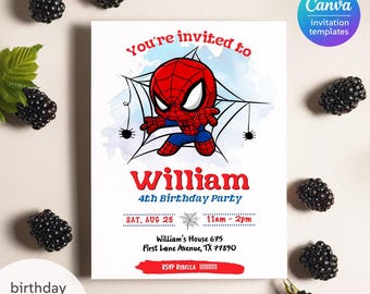 Printable Boy Birthday Invitation, superhero birthday invite, spidey friends invitation, spiderman birthday party invite, super hero