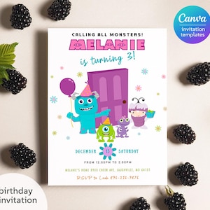 Monster birthday Invitation, printable Monsters University template, Editable monster inc evite halloween boo-day party, 1st Birthday Invite