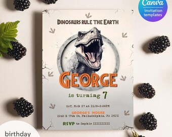 Invitación de cumpleaños imprimible de dinosaurio, invitación de cumpleaños de dinosaurio, invitación de parque, invitación del mundo, invitación de fiesta de T-Rex, descarga instantánea