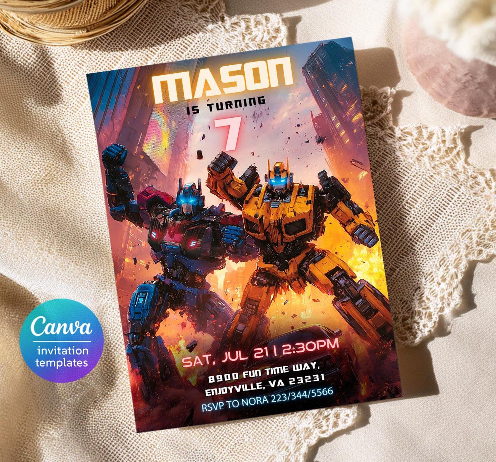 Printable Invite, Transformers Rise of the Beasts Birthday Invitation ...
