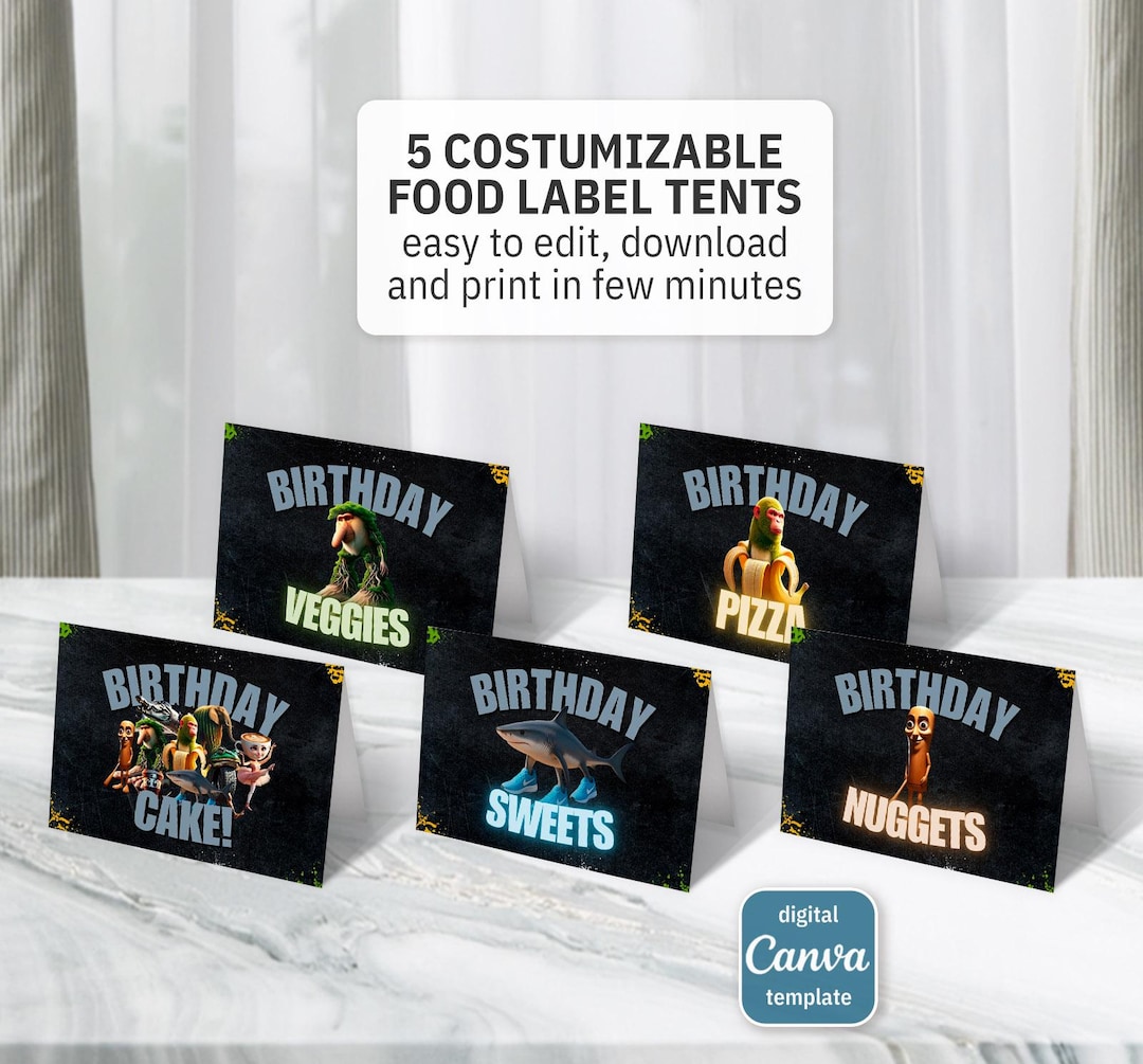 Italian Brainrot Printable Table Tent, Food or Name Lable, Birthday ...