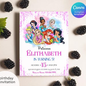 Princess Birthday invitation, Girl editable invite template, printable castle invitation, once upon a time royal party, instant download