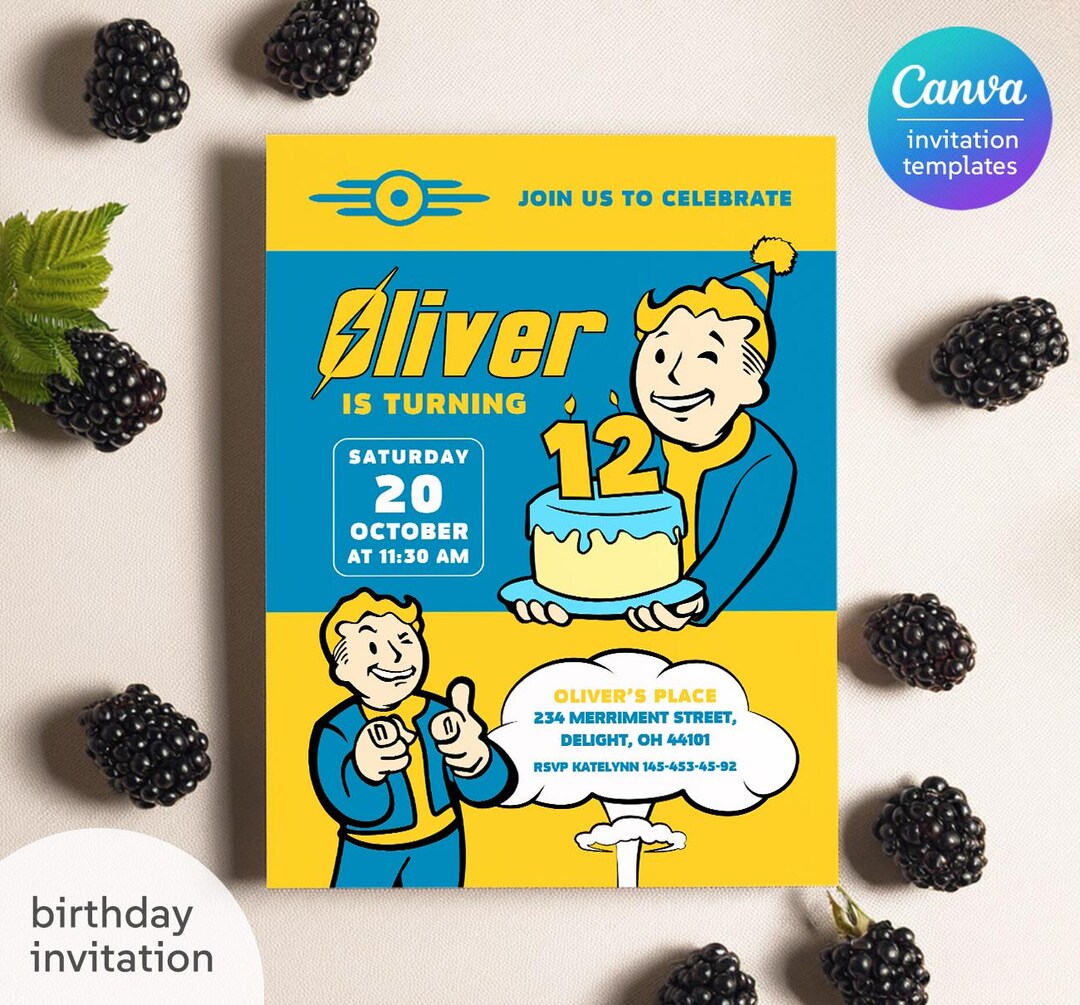 Fallout Birthday Invitation, Printable Invitation, Party Invite ...
