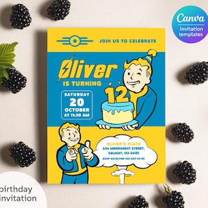 Fallout birthday invitation, printable invitation, party invite template, editable invitation, boy girl birthday, Fallout Game