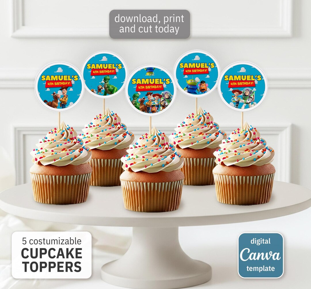 Toy Story Woody Printable Cupcake Toppers, Birthday Cake Decor, Party