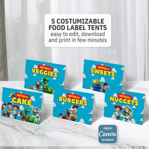 Toy Story Woody printable table tent, food or name lable, birthday party Editable Template, diy Toy Story bday decorations,  party favors