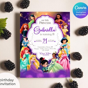 Princess Birthday invitation, Girl editable invite template, printable castle invitation, once upon a time royal party, instant download