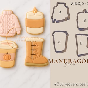 Autumn Cozy Cookie Cutter Set – Sweater, Candle, Coffee Cup, Boot – STL File