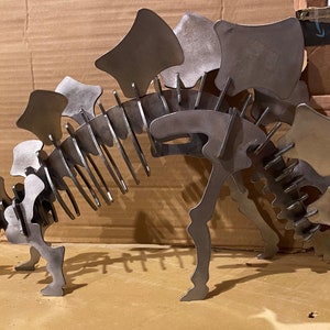 Small Stegosaurus Dino Dinosaur Approx 11-1/2&quot; tall x Approx 22&quot; long raw steel Jurassic 3D metal puzzle