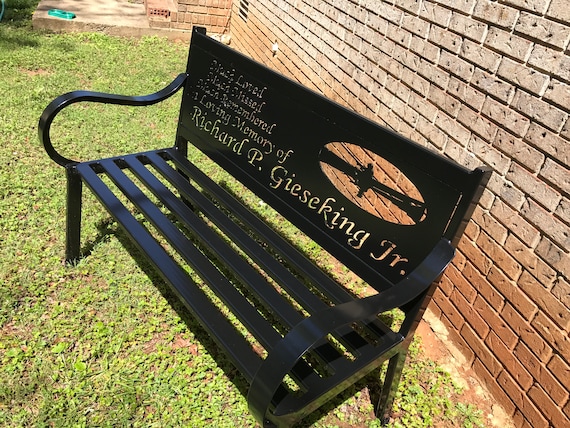 Custom Steel Bench With Cnc Plasma Cut Design Powder Coated Etsy