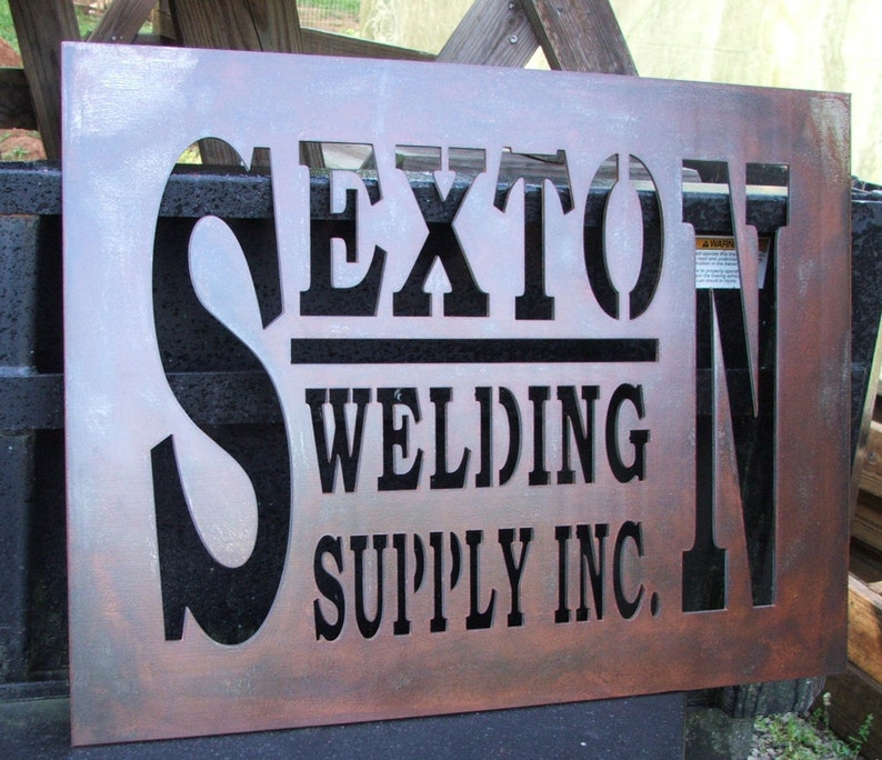 CNC plasma art cut sign in steel with raw iron rusted effect Etsy