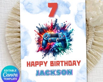 Game Birthday Invitation, Gaming Invitation, Level Up Birthday Invitation, Gamer Birthday Party Invite, Video game , Editable Canva Template