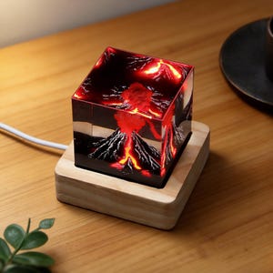 Volcano Small Night Light,Volcano Epoxy Resin Night Light,Handmade Resin Night Lamp, Halloween Home Decor,Christmas Gifts for Him
