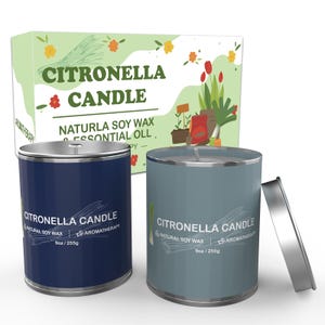 Mosquito Citronella Candles 2pcs Set,Indoor Outdoor Lemongrass Scented Candle Summer Candle Mosquito Repellent Citronella Scented Candle