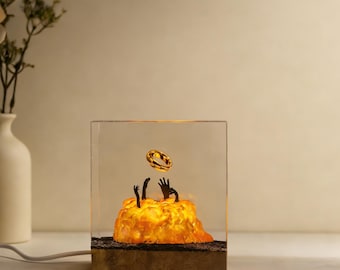 Lámpara de resina epoxi de El Señor de los Anillos, luz de noche hecha a mano