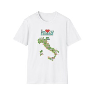 T-shirt - Design de carte d'Italie unisexe