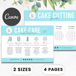Carte d'entretien pour pâtisserie, Carte d'entretien pour un gâteau, Guide de coupe de gâteau, Cartes d'instructions pour le gâteau, Lot de cartes d'entretien, Guide de service de gâteau, Guide des portions de gâteau