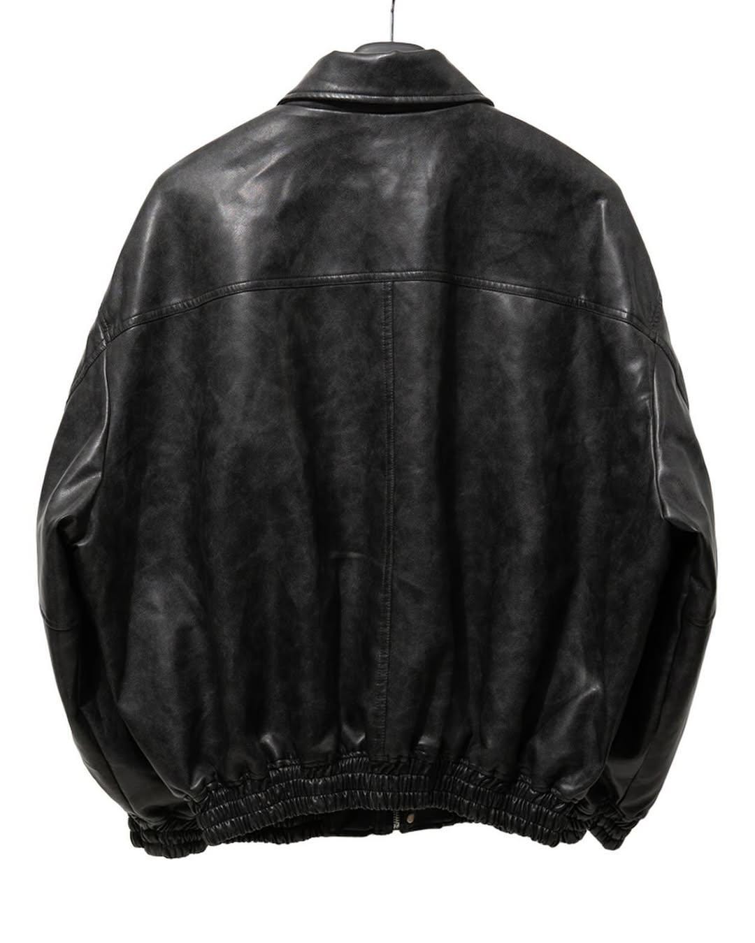 Men's Vintage Black Sheepskin Leather Bomber Jacket, Oversized
