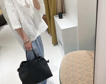 Handgemaakte zachte Margaux leren draagtas | Luxe echt leren werktas voor dames | 12", 15" en 17" portemonnee met handvat aan de bovenkant