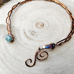 Copper Torque necklace with gemstones