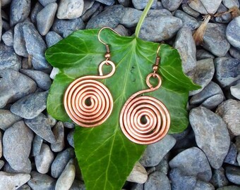 Copper spiral earrings