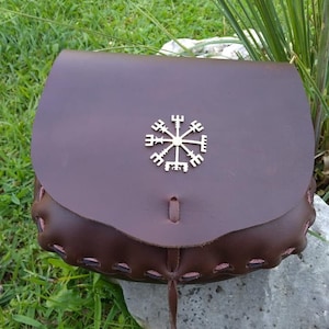 Leather belt bag with Vegvisir