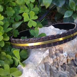 leather and brass headband- Tiara