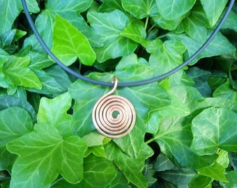 Spiral copper pendant necklace