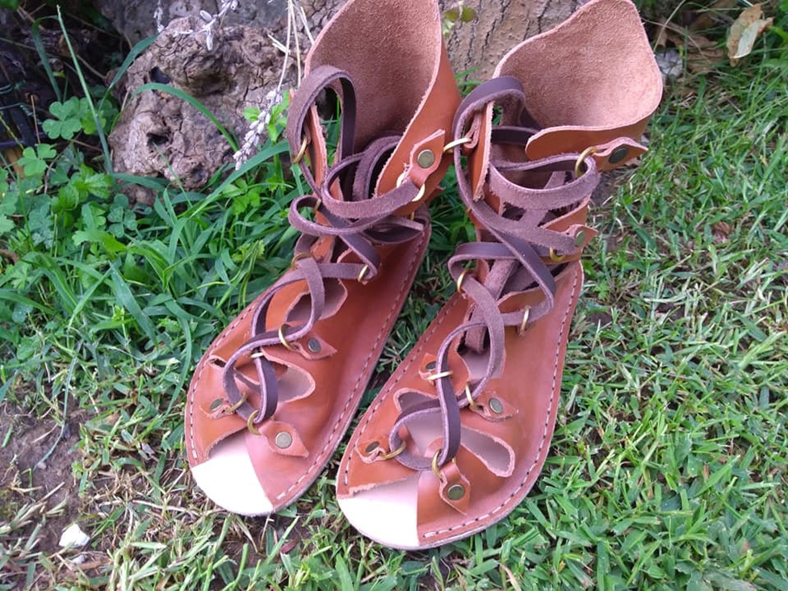 enclosed leather sandals
