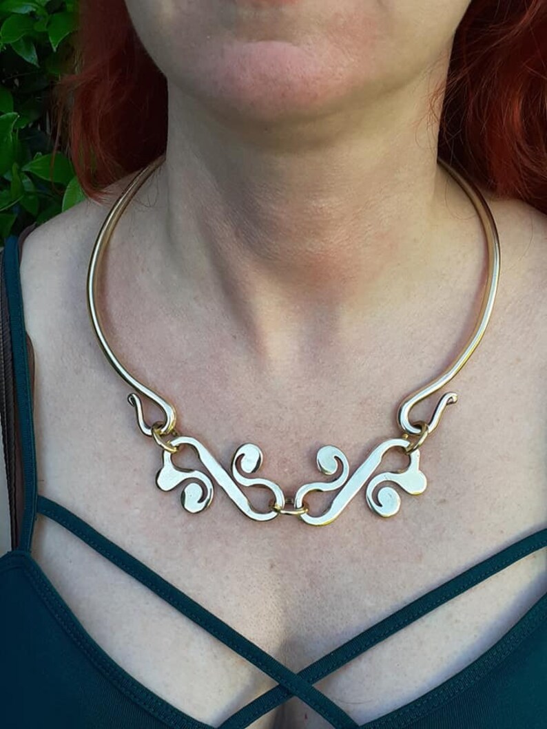 Brass torque necklace Etsy