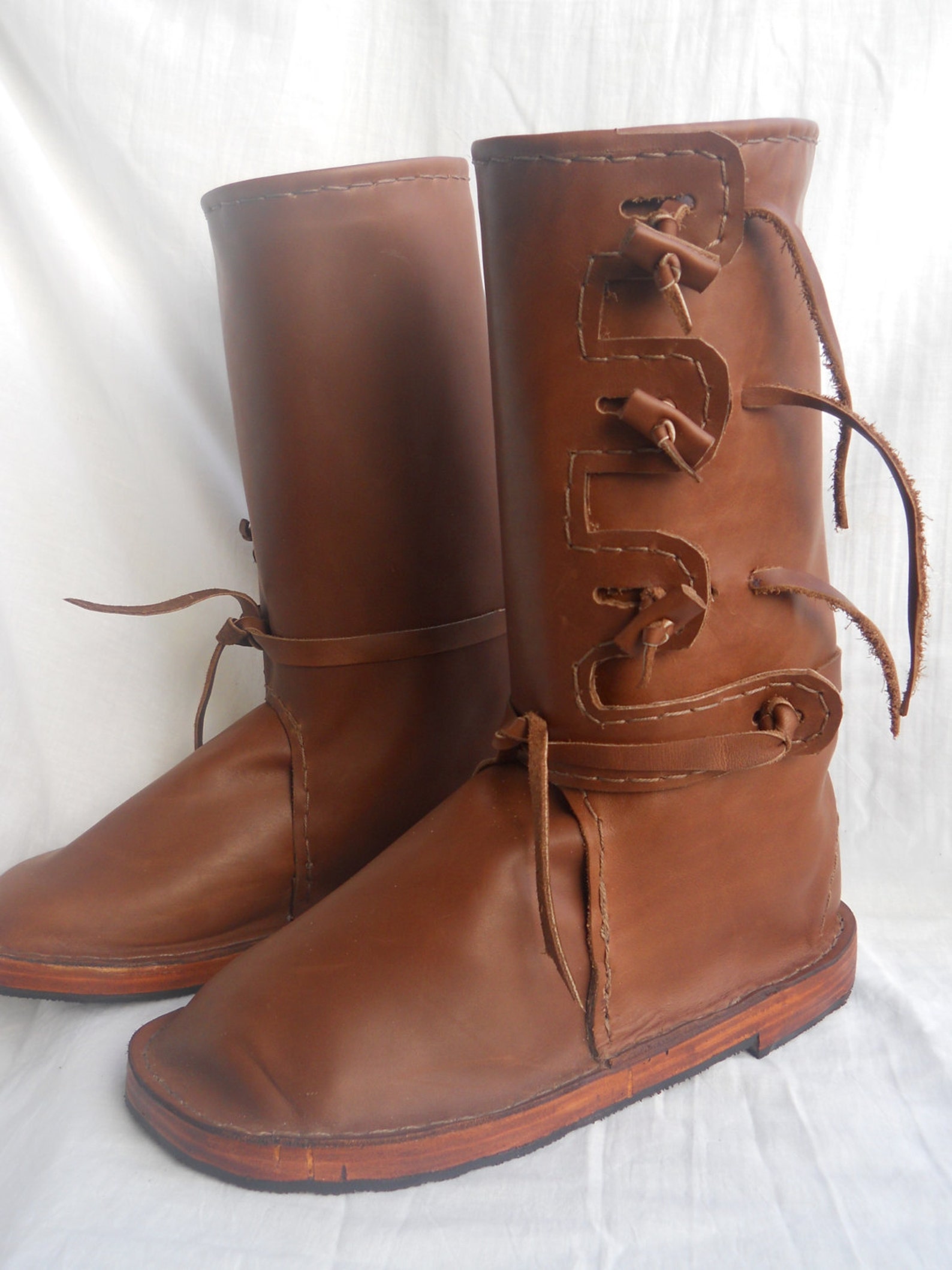 Men Faux Leather Retro Medieval Boots Nordic Viking Men Long Boots