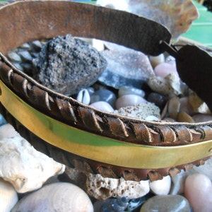 Leather and brass headband - circlet Tiara