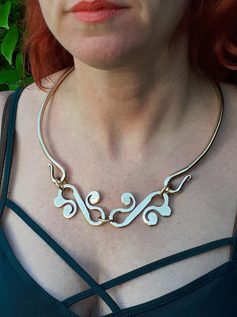 Brass torque necklace Etsy