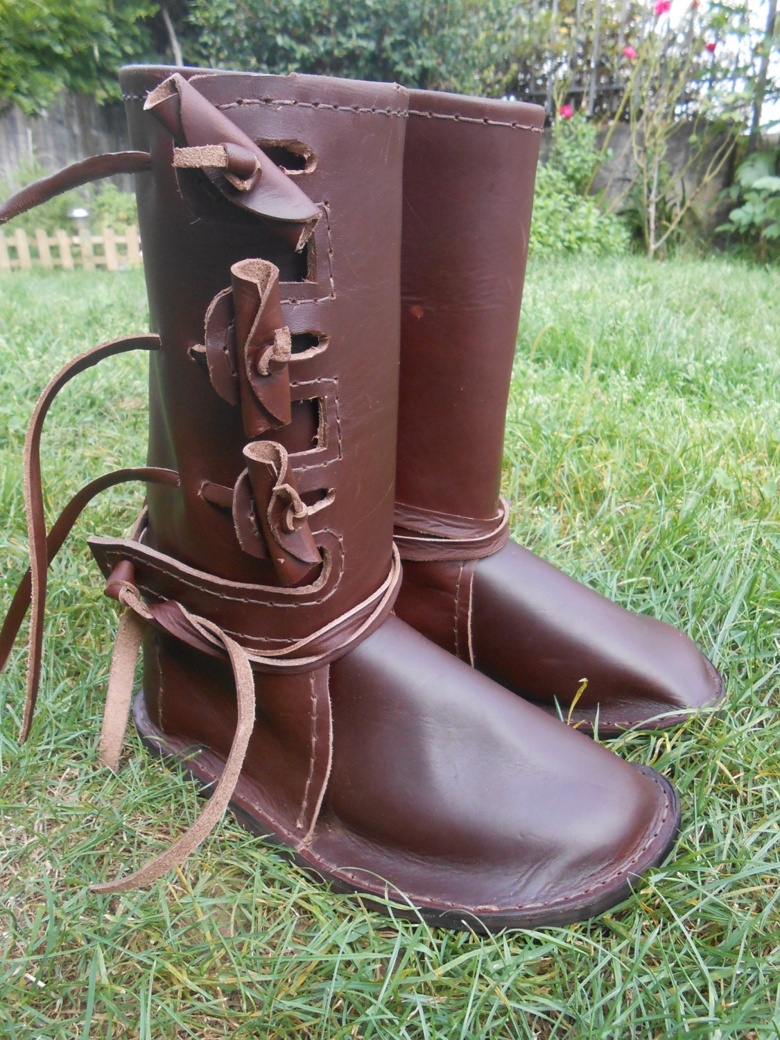 Men Faux Leather Retro Medieval Boots Nordic Viking Men Long Boots main image 0