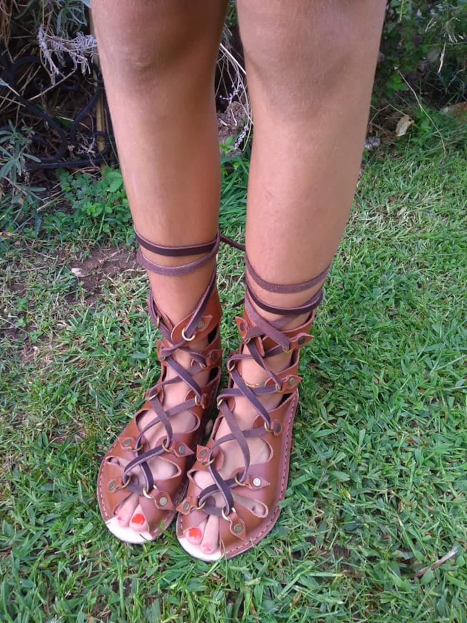 coloured leather sandals