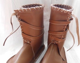 Leren keltische, viking, middeleeuwse laarzen - 25cm