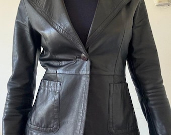 Vintage 90s Chocolate Brown Suede Blazer: Genuine Leather Fitted Jacket