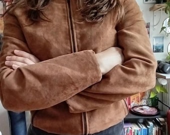 Vintage 1990s Serge Platini Suede Leather Jacket / Fall Outerwear