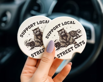 Support Local Street Cats Car Coasters - Set of 2