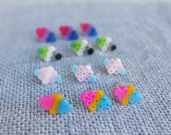 Pride Stud Earrings - Fuse Beads - Diamonds, 3 or 5 Colors - Made To Order