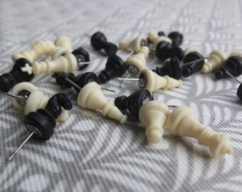 Nerdy chess earrings, stud earrings with small chess pieces!