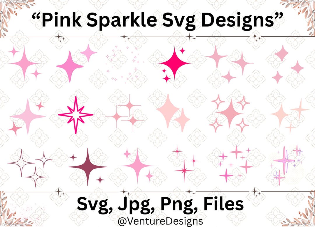 Pink Sparkle Svg Designs, Sparkles SVG, Sparkle PNG, Sparkle Star Svg ...