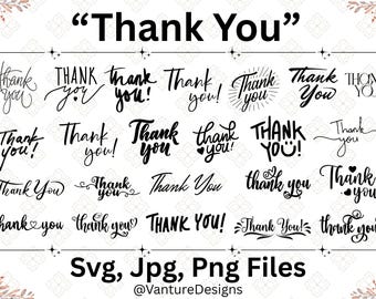 Thank You SVG Bundle, Wedding Card Cricut, Silhouette (Digital Download)