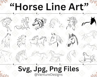 Horse Line Art SVG Bundle, Laser Cutting Files (Digital Download)